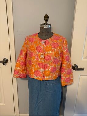 Paola Frani Gold with Pink and Orange jacket
